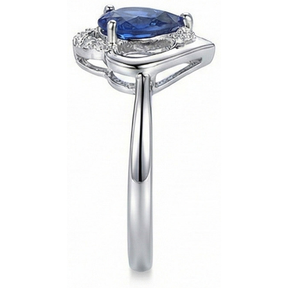 Solitaire Gemstone Ring With Natural Earth Mined Diamond Accents Blue Sapphire 2.50 Carats