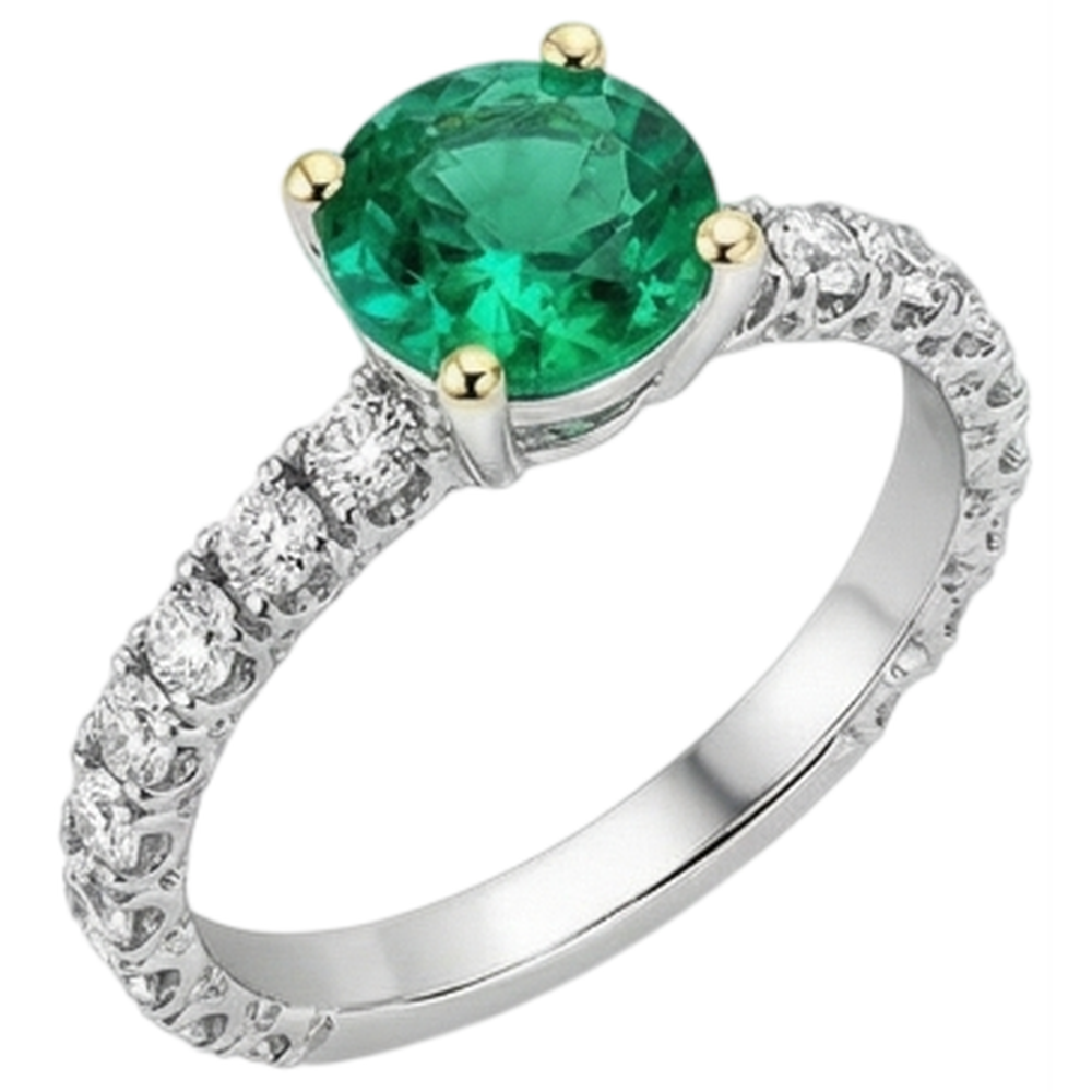 natural round emerald 2.50ct ring side angle
