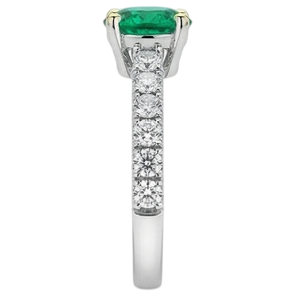 natural round emerald 2.50ct ring profile view