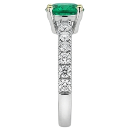 natural round emerald 2.50ct ring profile view