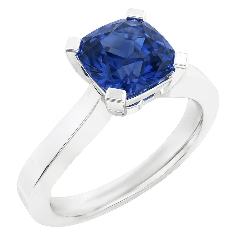 Solitaire Gold Ring Radiant Natural Blue Sapphire 1.50 Carats 4 Prong