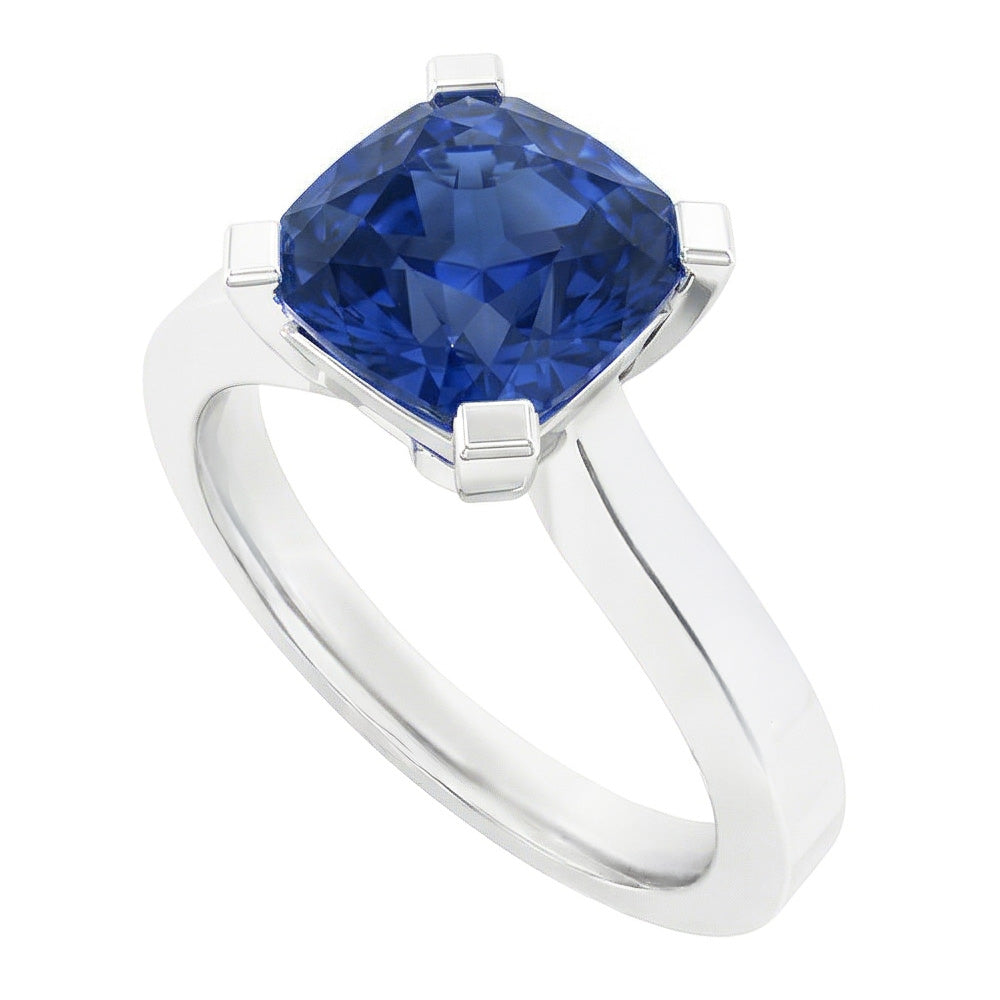 Solitaire Gold Ring Radiant Natural Blue Sapphire 1.50 Carats 4 Prong