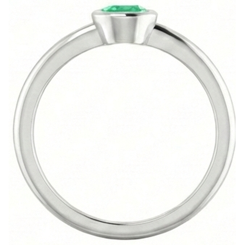 Natural Real ( Not Lab Grown ) Solitaire Green Emerald GIA Engagement Ring 0.75 Carats Bezel Setting