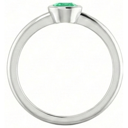 Natural Real ( Not Lab Grown ) Solitaire Green Emerald GIA Engagement Ring 0.75 Carats Bezel Setting