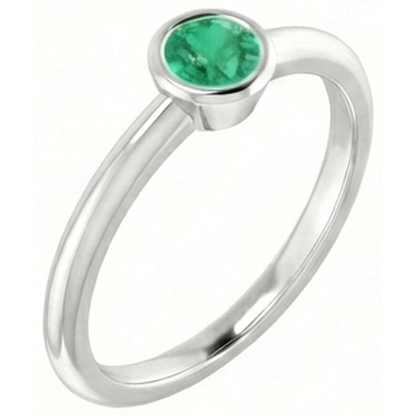 Natural Real ( Not Lab Grown ) Solitaire Green Emerald GIA Engagement Ring 0.75 Carats Bezel Setting