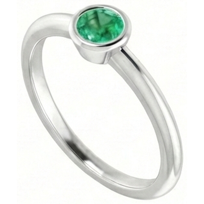 Natural Real ( Not Lab Grown ) Solitaire Green Emerald GIA Engagement Ring 0.75 Carats Bezel Setting