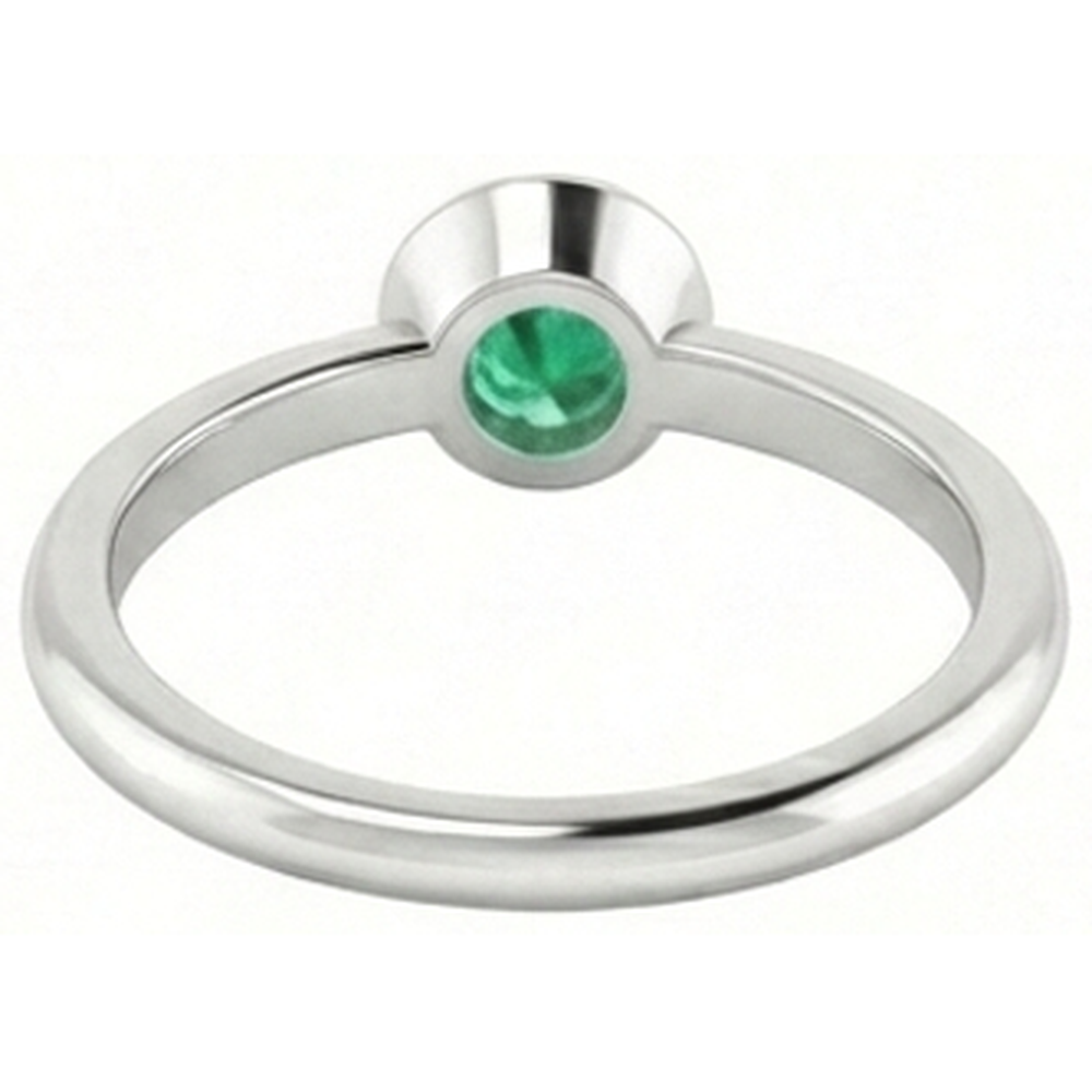 Natural Real ( Not Lab Grown ) Solitaire Green Emerald GIA Engagement Ring 0.75 Carats Bezel Setting