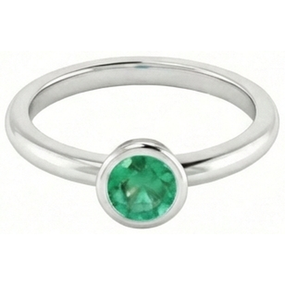 Natural Real ( Not Lab Grown ) Solitaire Green Emerald GIA Engagement Ring 0.75 Carats Bezel Setting