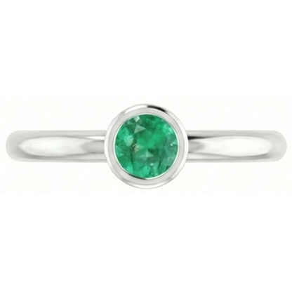 Natural Real ( Not Lab Grown ) Solitaire Green Emerald GIA Engagement Ring 0.75 Carats Bezel Setting