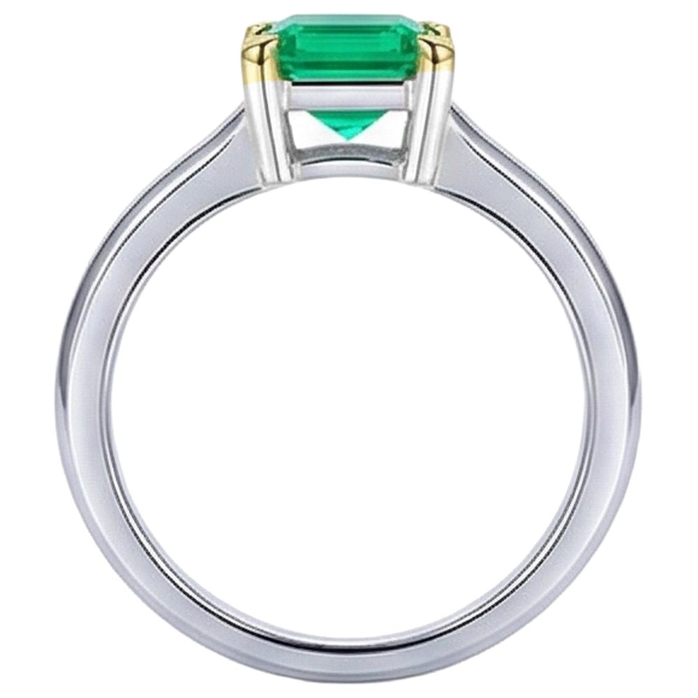 Natural Real ( Not Lab Grown ) Solitaire Green Emerald GIA Gemstone Ring
