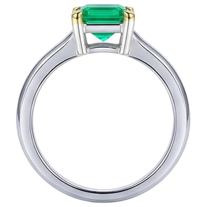 Natural Real ( Not Lab Grown ) Solitaire Green Emerald GIA Gemstone Ring
