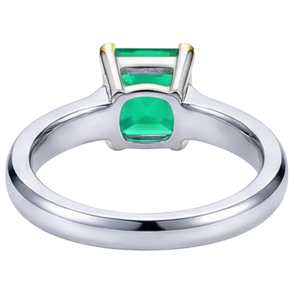 Natural Real ( Not Lab Grown ) Solitaire Green Emerald GIA Gemstone Ring