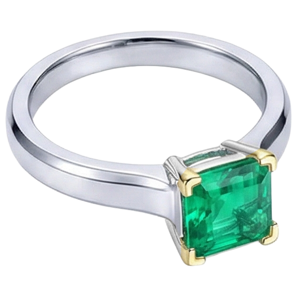 Natural Real ( Not Lab Grown ) Solitaire Green Emerald GIA Gemstone Ring