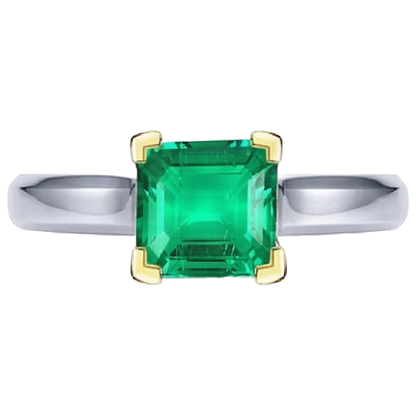 Natural Real ( Not Lab Grown ) Solitaire Green Emerald GIA Gemstone Ring