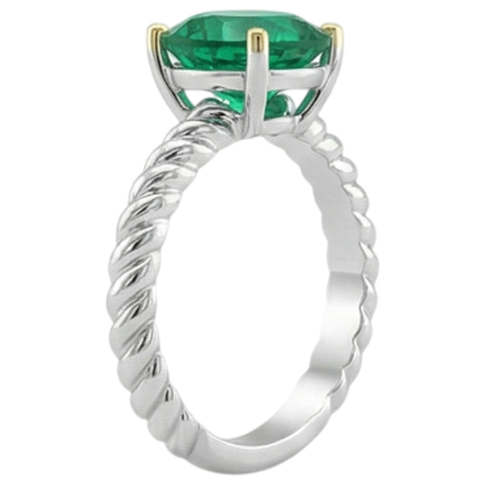 natural round emerald 3ct ring top view
