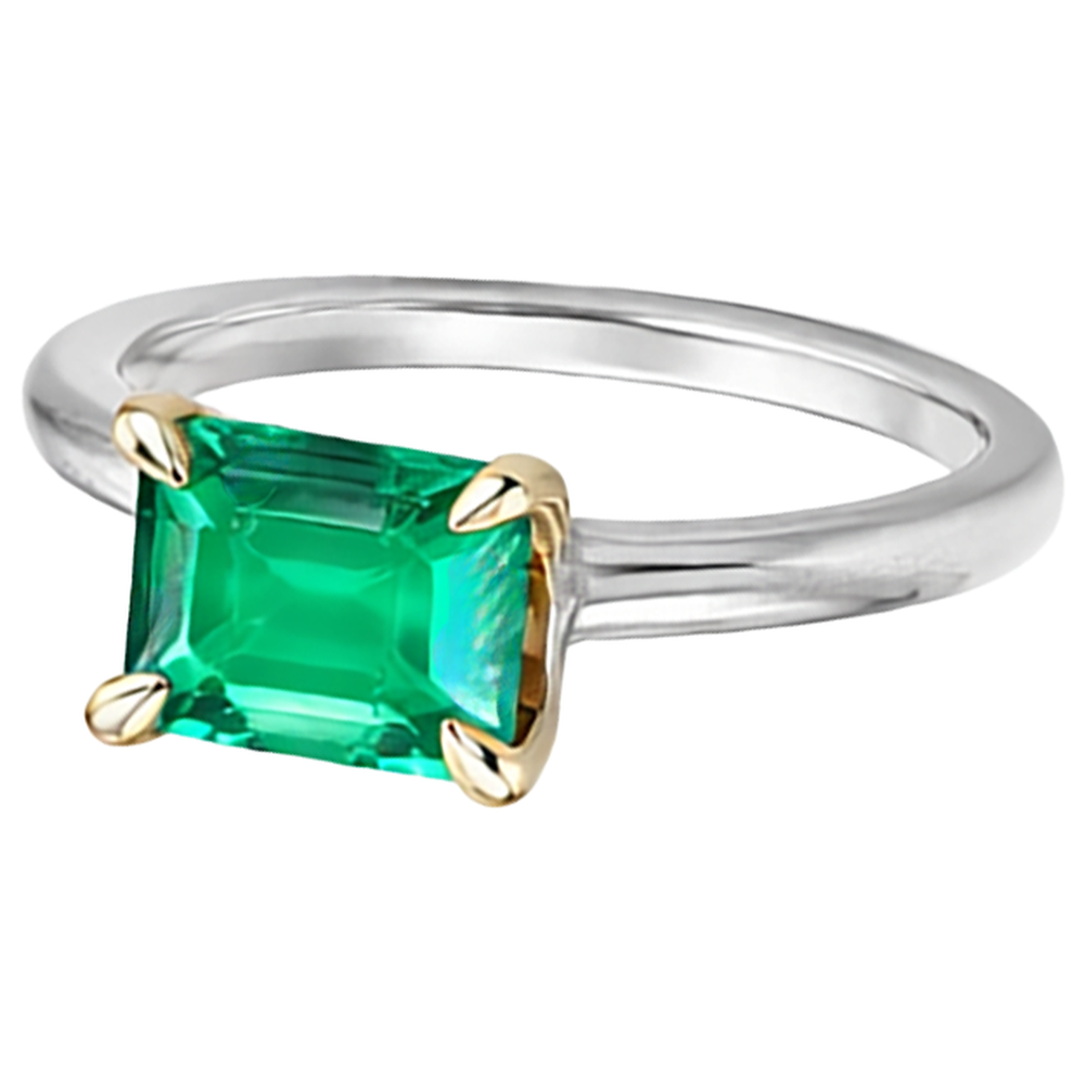 Natural Real ( Not Lab Grown ) Solitaire Green Emerald GIA Ring Everyday Jewelry