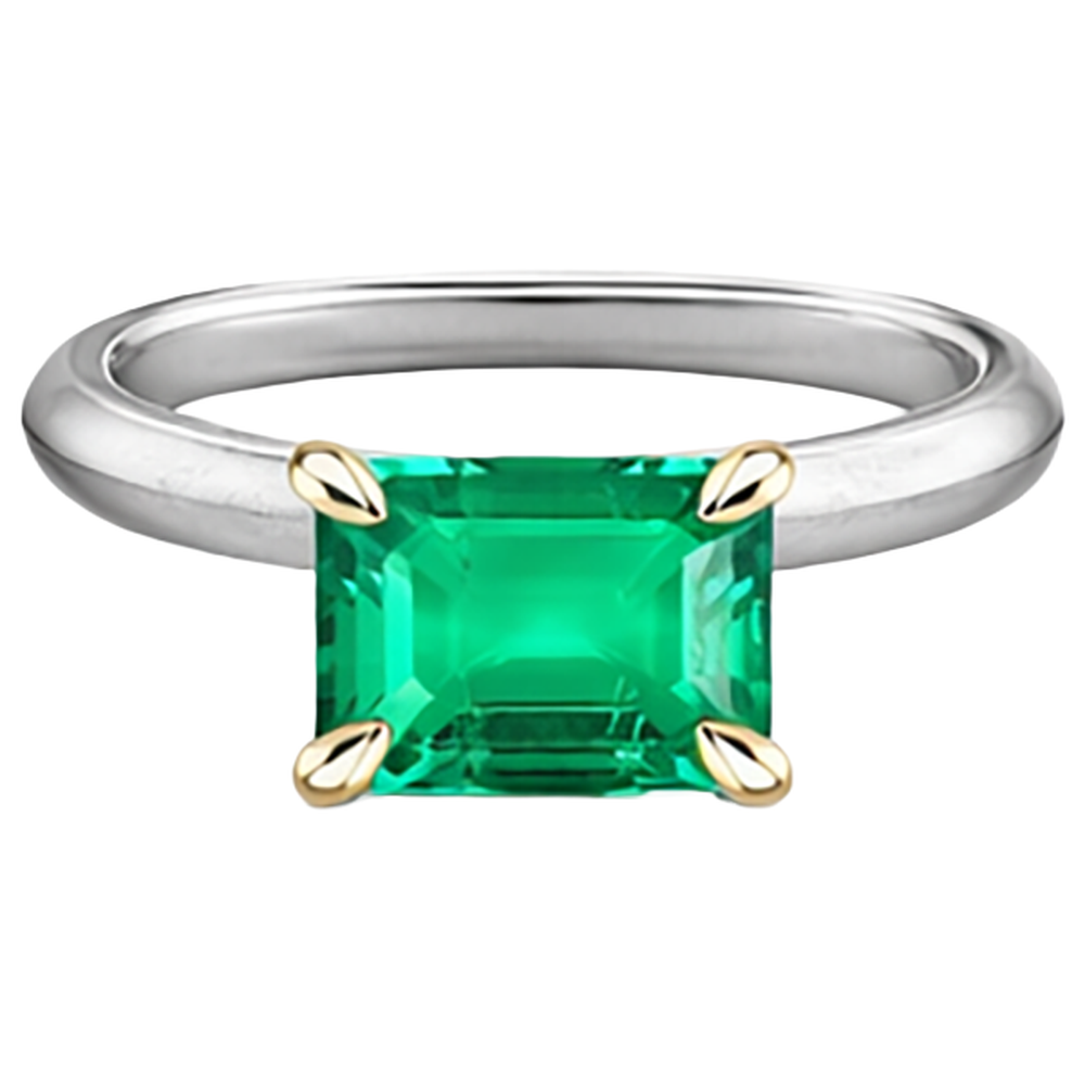 Natural Real ( Not Lab Grown ) Solitaire Green Emerald GIA Ring Everyday Jewelry