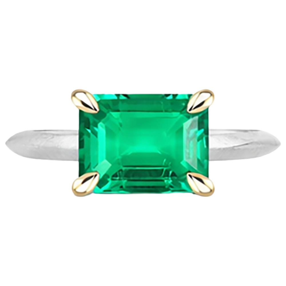 Natural Real ( Not Lab Grown ) Solitaire Green Emerald GIA Ring Everyday Jewelry
