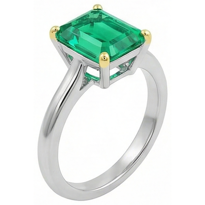 Natural Real ( Not Lab Grown ) Solitaire Green Emerald GIA Ring Gemstone