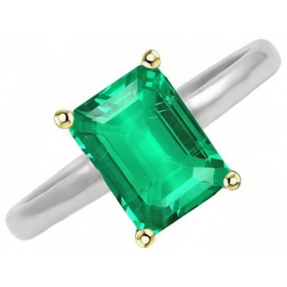 Natural Real ( Not Lab Grown ) Solitaire Green Emerald GIA Ring Gemstone