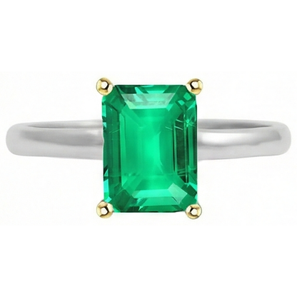 Natural Real ( Not Lab Grown ) Solitaire Green Emerald GIA Ring Gemstone