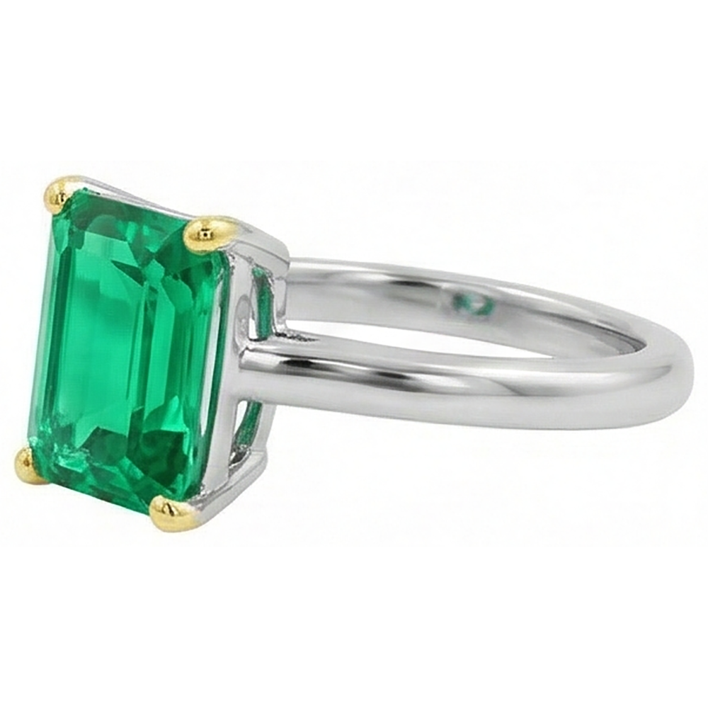 Natural Real ( Not Lab Grown ) Solitaire Green Emerald GIA Ring Gemstone