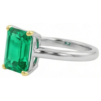 Natural Real ( Not Lab Grown ) Solitaire Green Emerald GIA Ring Gemstone
