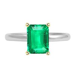 Solitaire Green Emerald Ring Gemstone