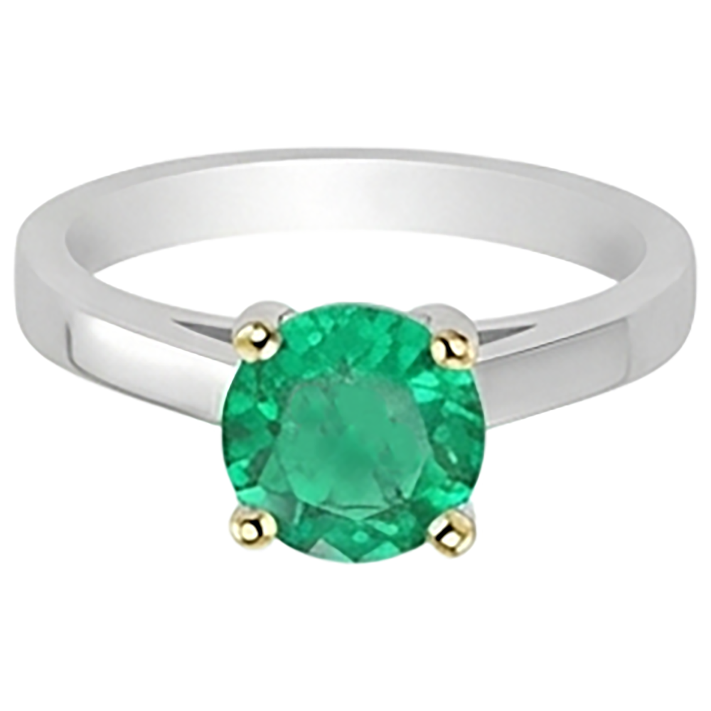 Natural Real ( Not Lab Grown ) Solitaire Green Emerald GIA Ring