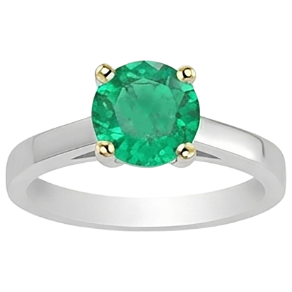 Natural Real ( Not Lab Grown ) Solitaire Green Emerald GIA Ring