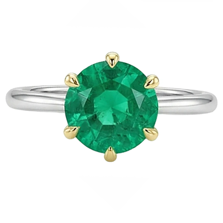 Natural Real ( Not Lab Grown ) Solitaire Green Emerald GIA Ring Prong Setting