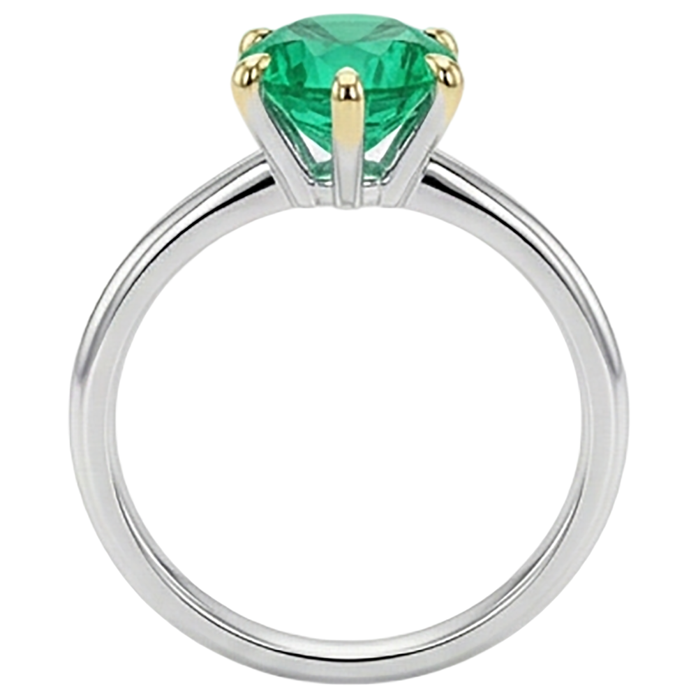 Natural Real ( Not Lab Grown ) Solitaire Green Emerald GIA Ring Prong Setting