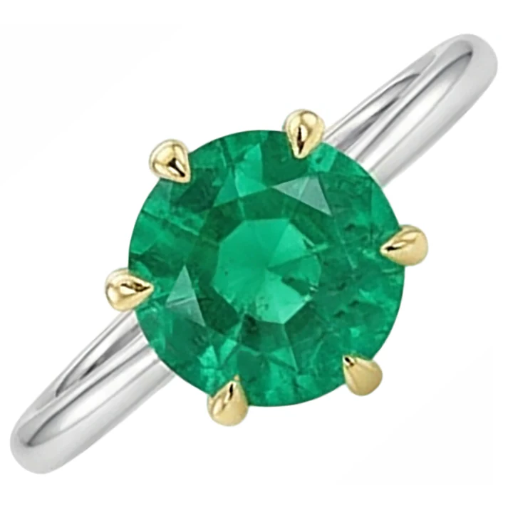 Natural Real ( Not Lab Grown ) Solitaire Green Emerald GIA Ring Prong Setting