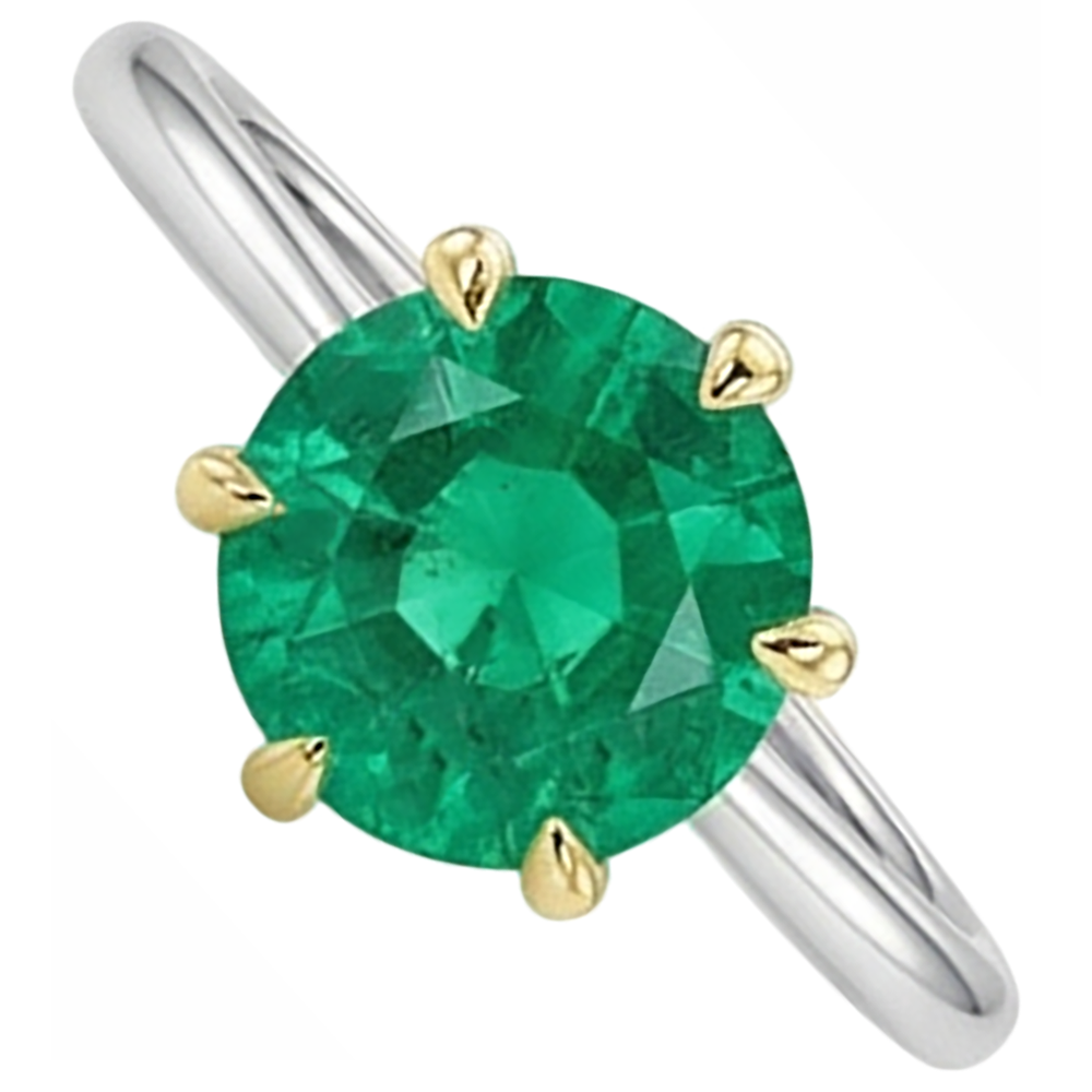 Natural Real ( Not Lab Grown ) Solitaire Green Emerald GIA Ring Prong Setting