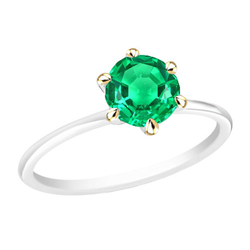 Solitaire Green Emerald Ring Prong Setting