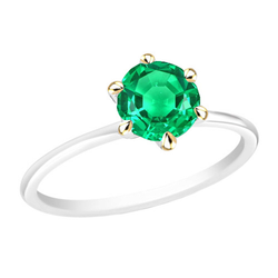 Natural Real ( Not Lab Grown ) Solitaire Green Emerald GIA Ring Prong Setting