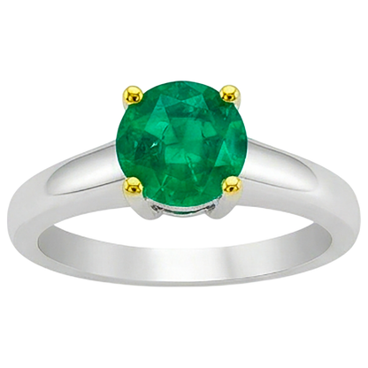 Natural Real ( Not Lab Grown ) Solitaire Green Emerald GIA Ring Prong Settings