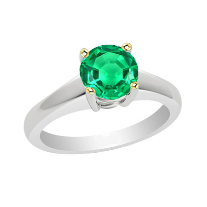 Solitaire Green Emerald Ring Prong Settings