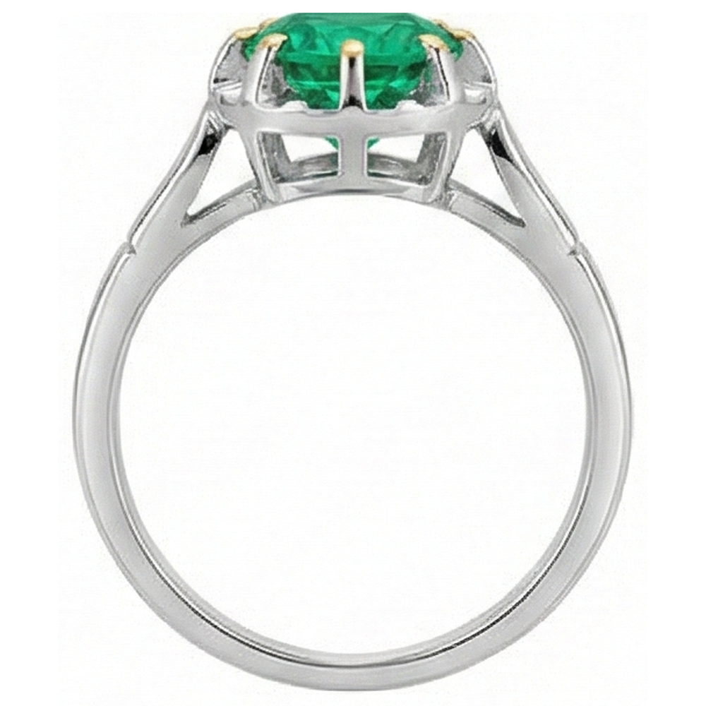 natural round emerald 2.50ct ring with diamond accents