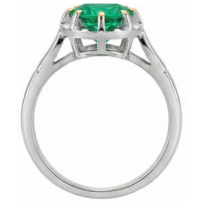natural round emerald 2.50ct ring with diamond accents