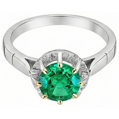 natural round emerald 2.50ct ring top view