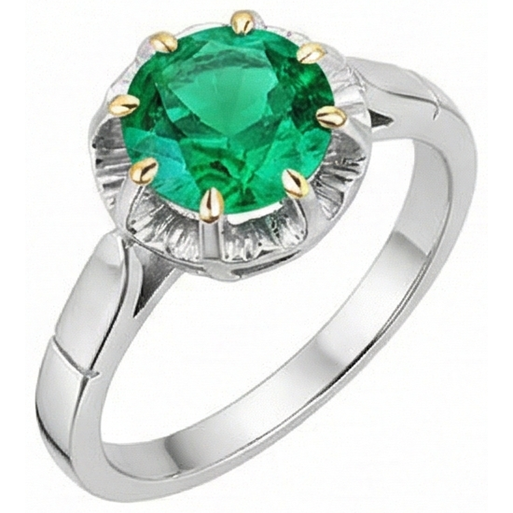 natural round emerald 2.50ct ring profile view