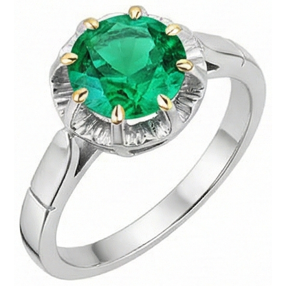 natural round emerald 2.50ct ring profile view