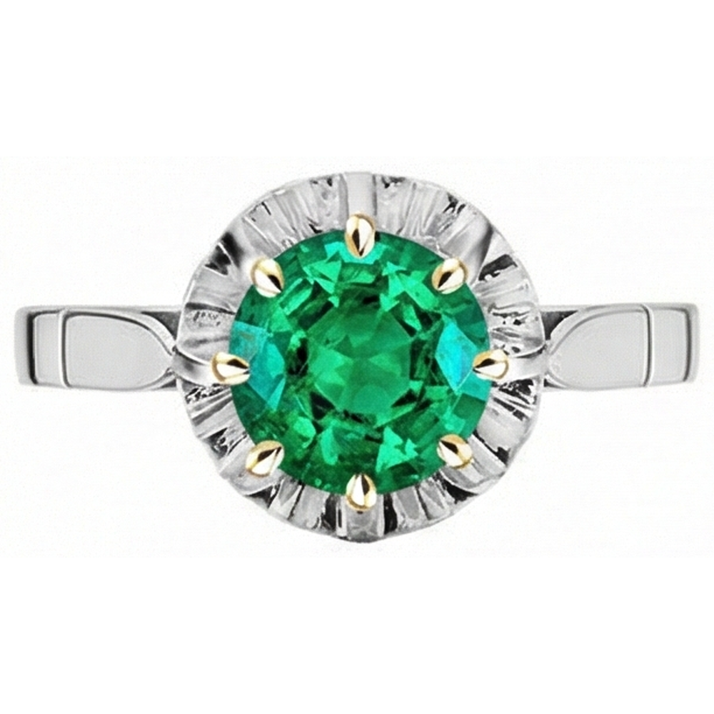 natural round emerald 2.50ct ring side angle