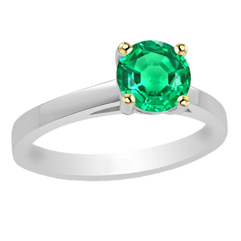 Solitaire Green Emerald Ring