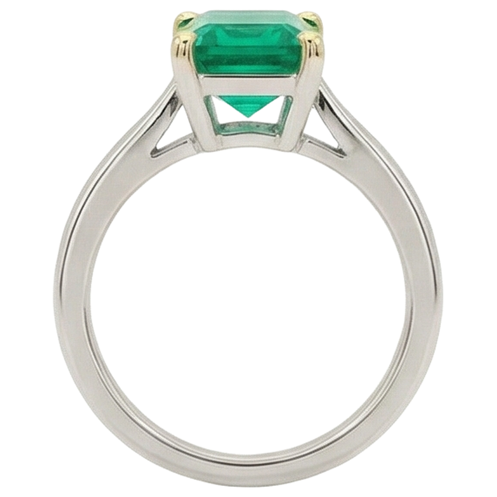 Natural Real ( Not Lab Grown ) Solitaire Green Emerald GIA Stone Ring