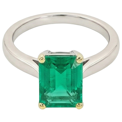 Natural Real ( Not Lab Grown ) Solitaire Green Emerald GIA Stone Ring