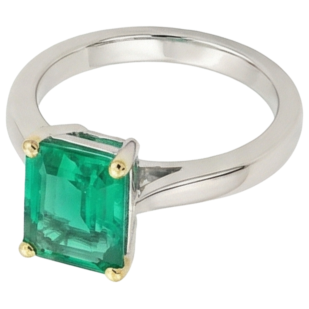 Natural Real ( Not Lab Grown ) Solitaire Green Emerald GIA Stone Ring