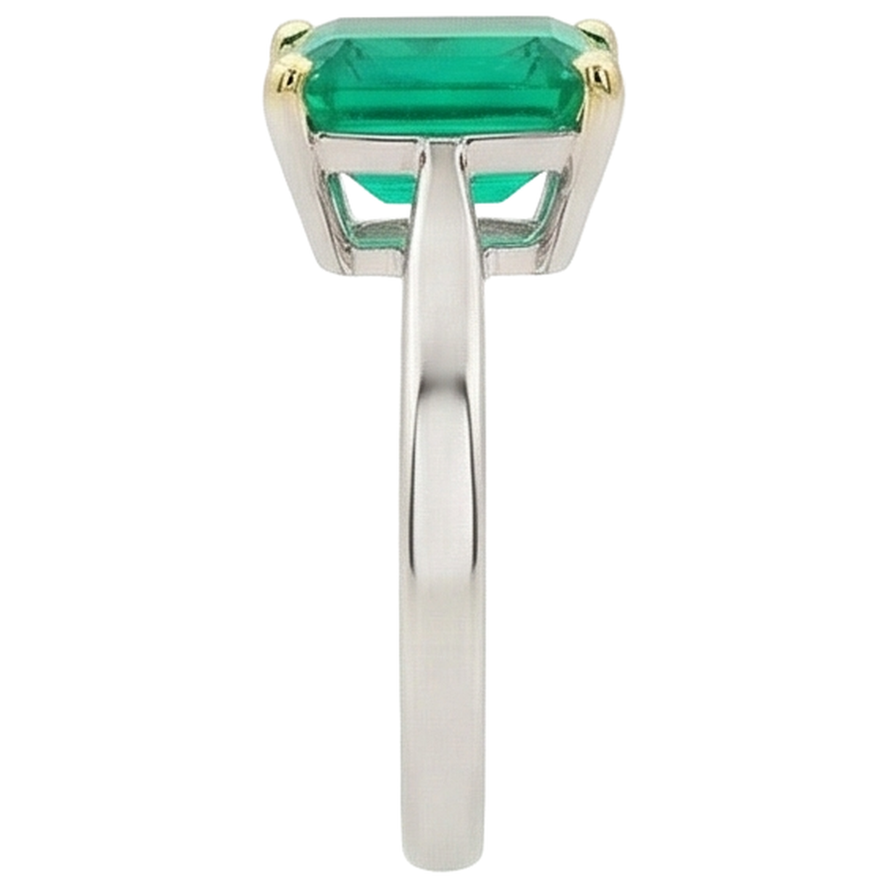 Natural Real ( Not Lab Grown ) Solitaire Green Emerald GIA Stone Ring