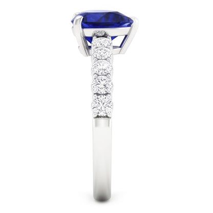 Solitaire Heart Ceylon Sapphire Ring With Natural Earth Mined Diamond Accents 2 Carats